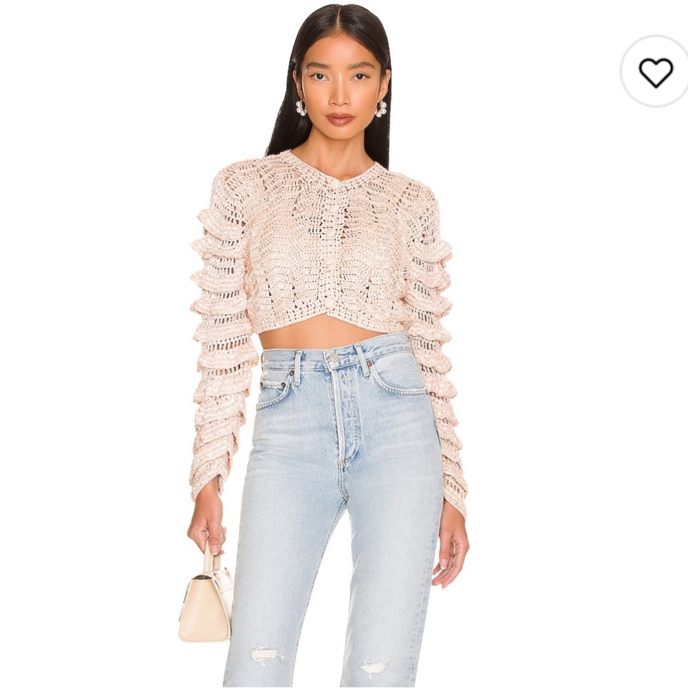 LoveShackFancy Junice Crop Cardigan Sweater